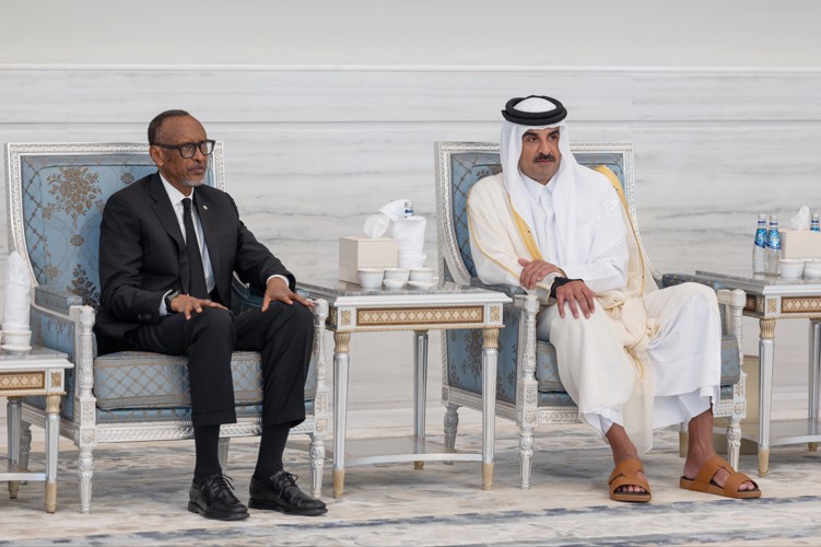 صاحب السمو الشيخ تميم بن حمد آل ثاني يتلقى التعازي من رئيس جمهورية رواندا بول كاغامي