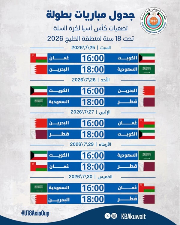   جدول مباريات البطولة الخليجية 
