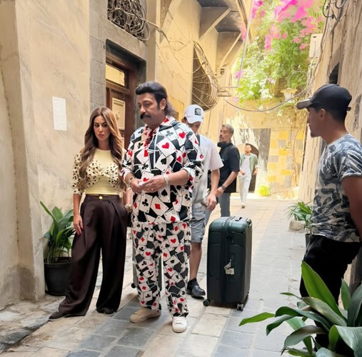 مي سليم ومحمد ثروت في لوكيشن التصوير