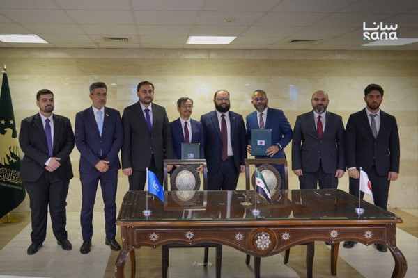 مراسم توقيع الاتفاقية بين سورية واليابان والأمم المتحدة