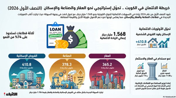 البنوك تعيد رسم خريطة الائتمان.. القروض الإسكانية والعقارية والصناعية تستحوذ على 74% من التمويلات الجديدة