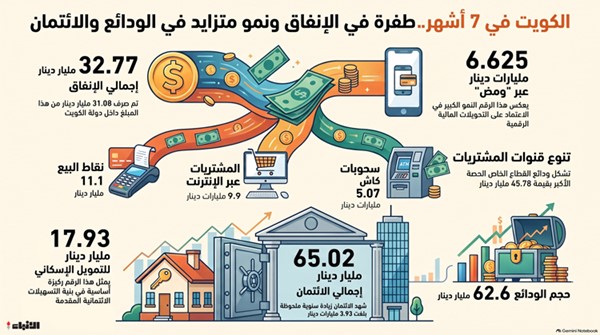 32.77 مليار دينار إنفاق المواطنين والمقيمين في 7 أشهر