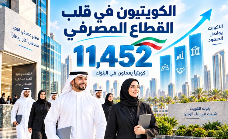 11452 مواطنا ومواطنة يعملون في البنوك التكويت يواصل الصعود