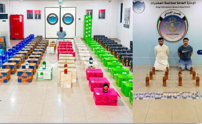 ضبط 1560 زجاجة من المشروبات الكحولية المستوردة بحوزة 3 متهمين وفي قضيتين منفصلتين