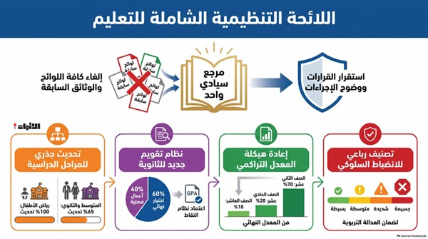 اعتماد اللائحة التنظيمية الشاملة للتعليم  كمرجع وحيد للعملية التعليمية