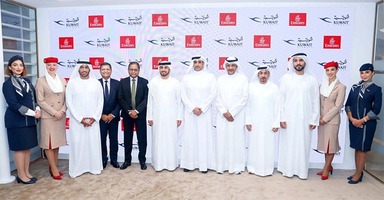 الكويتية وطيران الإمارات توسعان شراكتهما باتفاقية متبادلة للمشاركة بالرمز
