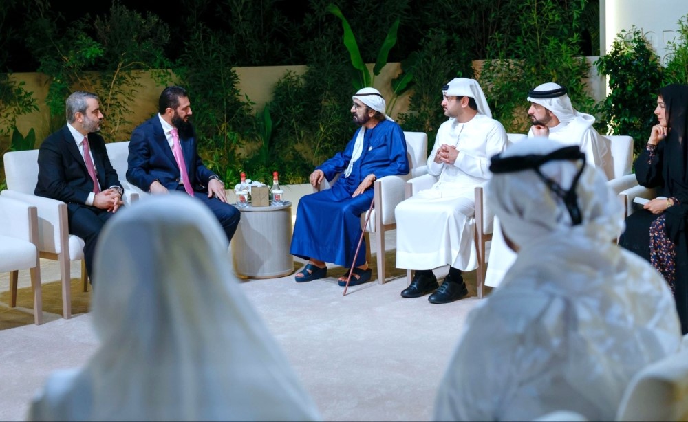 محمد بن راشد للشرع نفرح بعودة سورية لطريق التنمية ونتفاءل بعودتها لمكانتها العالمية التي تستحقها