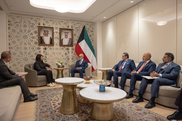  وزير الخارجية الشيخ جراح الجابر خلال استقبال وكيل الأمين العام للأمم المتحدة والأمين التنفيذي للجنة الأمم المتحدة الاقتصادية والاجتماعية لغربي آسيا «الإسكوا» د.رانيا المشاط