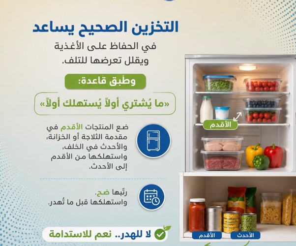 ‫ «الغذاء والتغذية»: التخزين الصحيح للأغذية يقلل الهدر ويحافظ على الجودة
